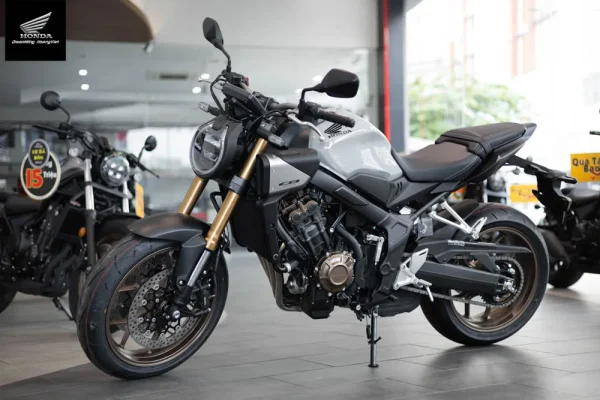 CB650R có chiều cao yên tương tự (810mm) nhưng tư thế ngồi thẳng, chân đặt gần vuông góc với mặt đất hơn. Giá Honda Phân Khối Lớn Tháng 10/2024
