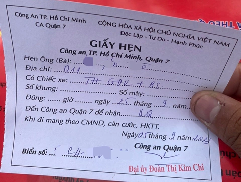 Giấy hẹn cấp biển số và hóa đơn mua xe không có giá trị thay thế biển số khi lưu thông.