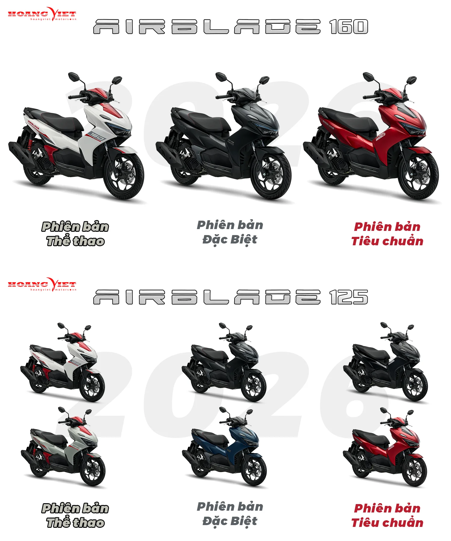 các màu xe Air Blade 2026 hợp phong thủy từng mệnh